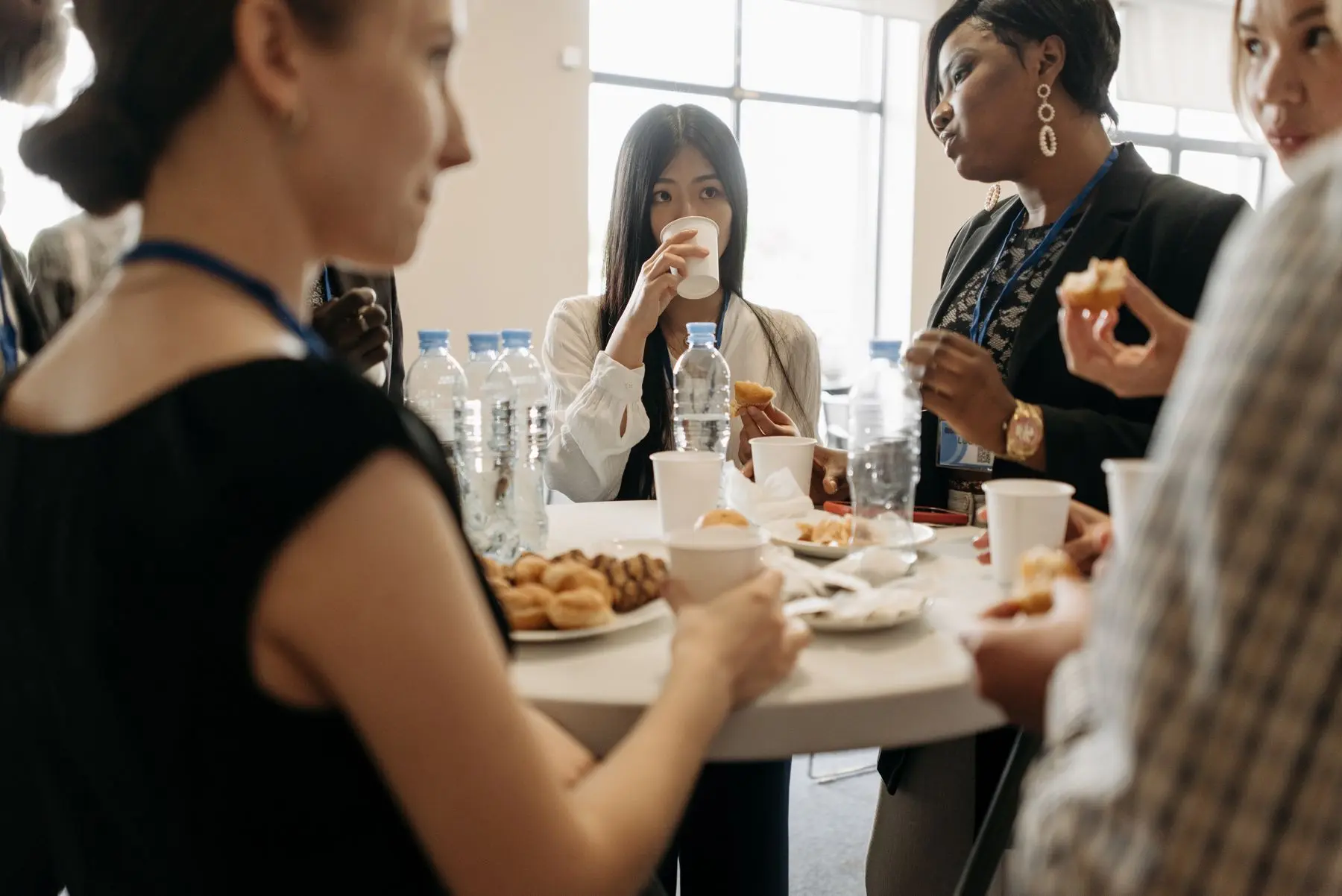 Professionals connecting during a networking event
